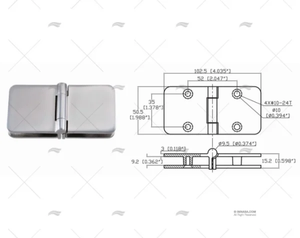 bisagra 50 5 x 102 5mm inox 316 bisagras imnasa ref 09121235