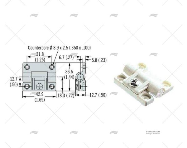 BISAGRA AJUSTABLE BLANCA SOUTHCO