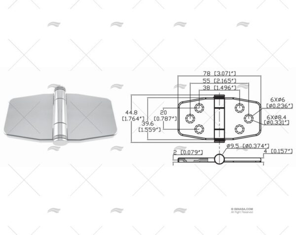 bisagra butterfly up 39 6 x 78mm inox 31 bisagras imnasa ref 09121196