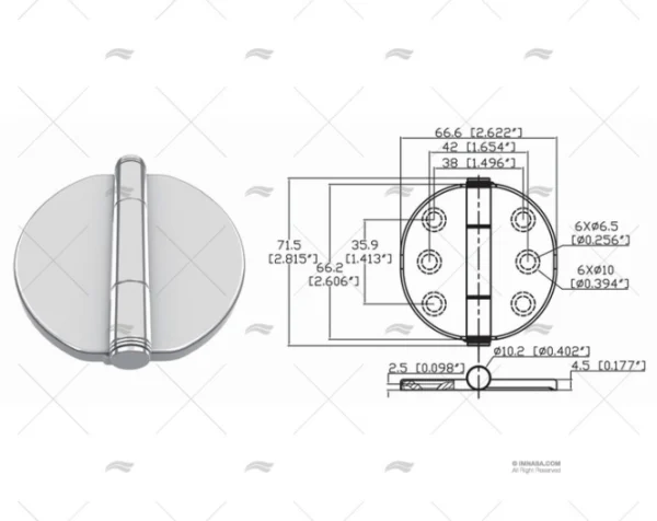 bisagra butterfly up 66 2 x 66 6mm inox bisagras imnasa ref 09121199