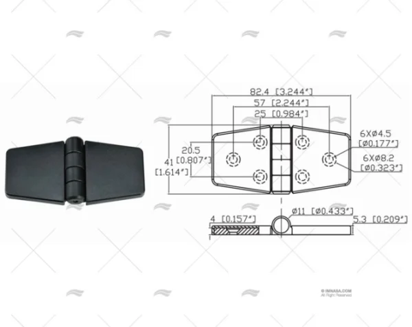 bisagra c tapa 41 x 82 4 mm nylon bisagras imnasa ref 09121184