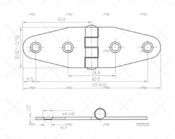 bisagra inox 30x100mm bisagras imnasa ref 20250715