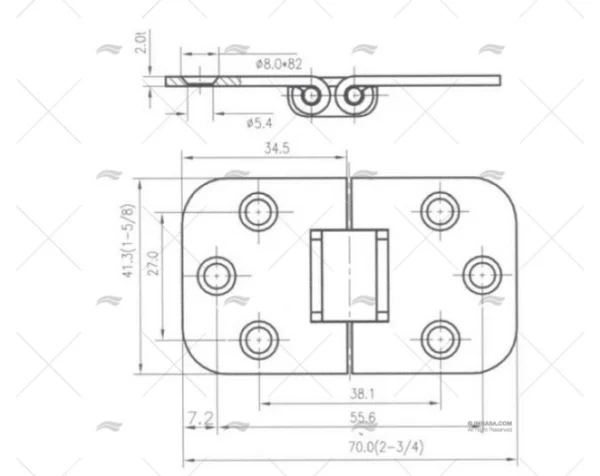 bisagra inox 70x41mm bisagras imnasa ref 20250711