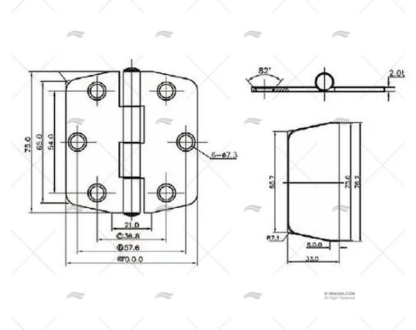 bisagra inox 74x74mm bisagras imnasa ref 40251065