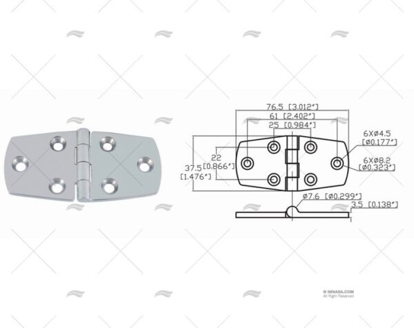 bisagra up 37 5 x 76 5mm inox 316 bisagras imnasa ref 09121216