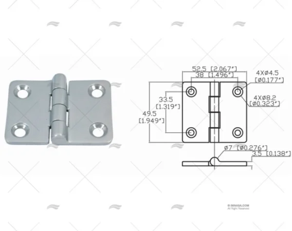 bisagra up 49 5 x 52 5mm inox 316 bisagras imnasa ref 09121207