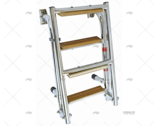 escalera plegable inox 4 peldanos teca escaleras imnasa ref 40250879