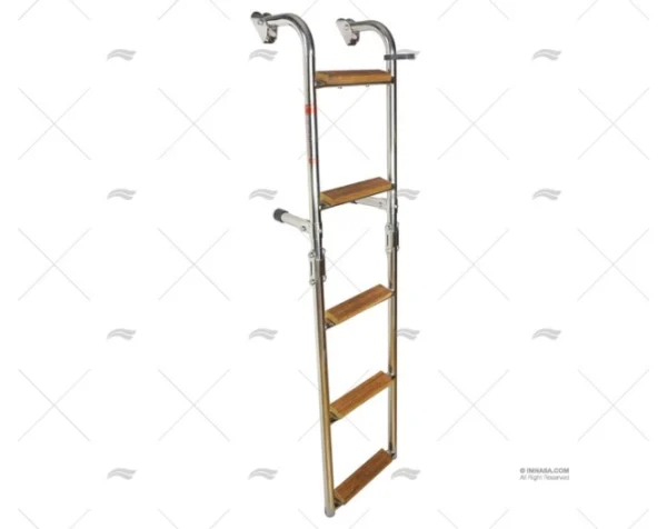 escalera plegable inox 5 peldanos teca escaleras imnasa ref 40250895