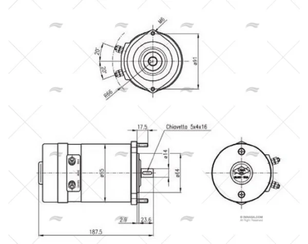 motor 12v 700w 2 terminales para caja 4 motores molinetes imnasa ref 35240150