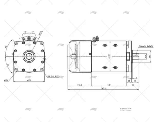 motor 24v 2000w molinete titan motores molinetes imnasa ref 35240026