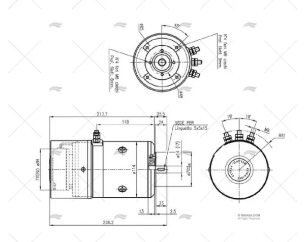 motor brida 12v 700w b14 70 3t 14mm motores molinetes imnasa ref 35240161