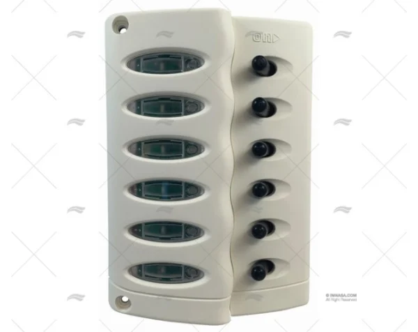 panel 6 pos 12v 20a blanco 158x112 paneles interruptores imnasa ref 67000205