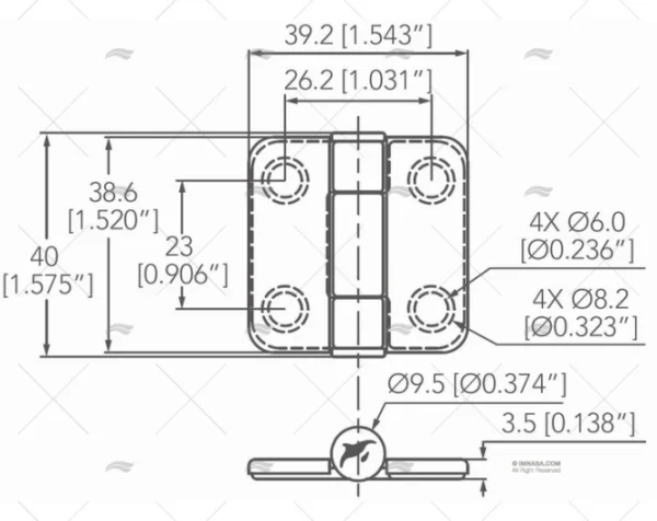 bisagra de friccion 38 6 x 39mm up bisagras imnasa ref 09121290