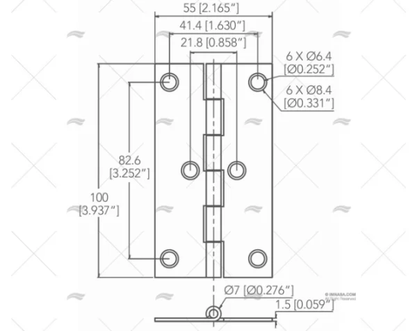 bisagra inox ss316 100 x 55mm bisagras imnasa ref 09121472