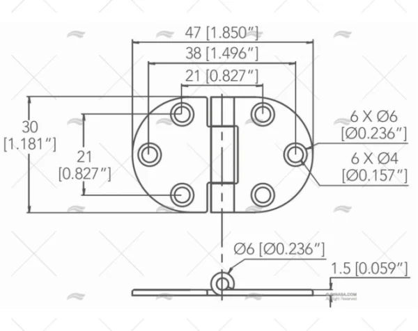 bisagra inox ss316 30 x 47mm bisagras imnasa ref 09121460