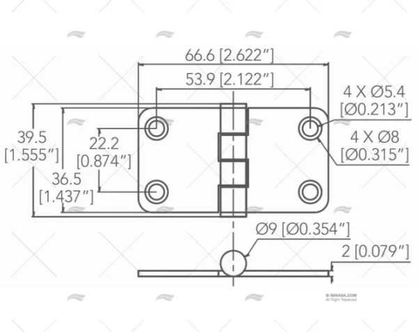 bisagra inox ss316 36 5 x 66 6mm bisagras imnasa ref 09121448