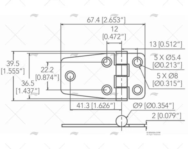 bisagra inox ss316 36 5 x 67 4mm bisagras imnasa ref 09121457