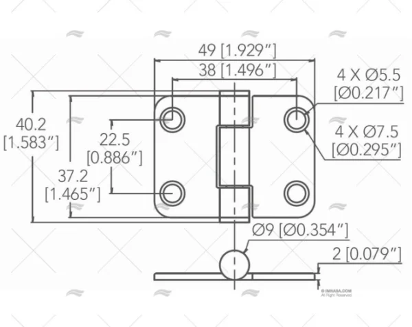 bisagra inox ss316 37 2 x 49mm bisagras imnasa ref 09121446