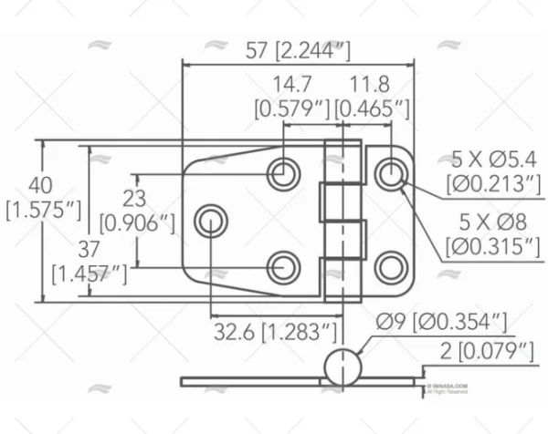 bisagra inox ss316 37 x 57mm bisagras imnasa ref 09121451