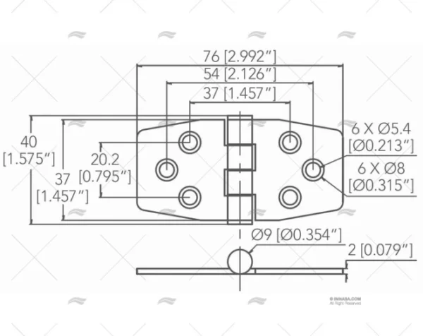 bisagra inox ss316 37 x 76mm bisagras imnasa ref 09121453