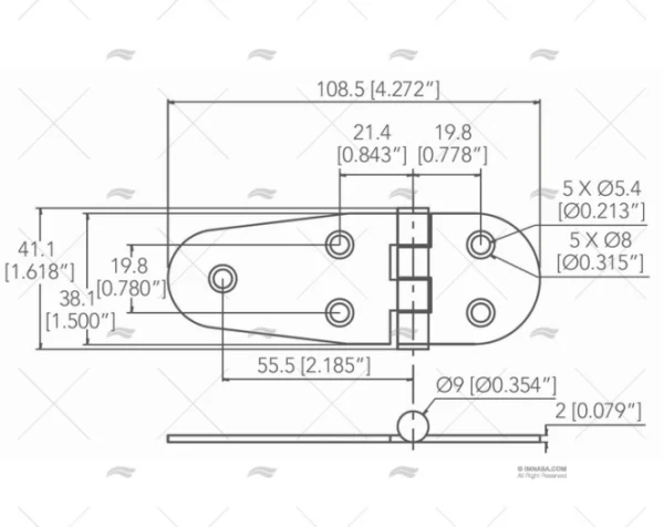 bisagra inox ss316 38 1 x 108 5mm bisagras imnasa ref 09121464