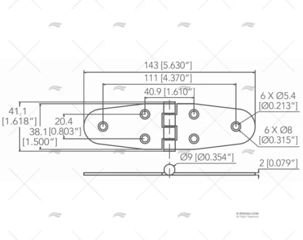 bisagra inox ss316 38 1 x 143mm bisagras imnasa ref 09121463