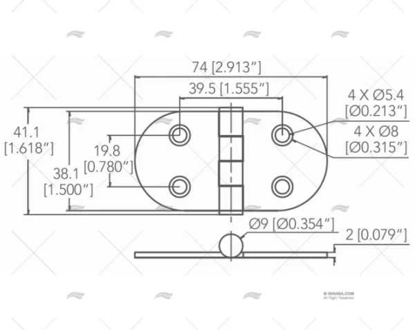 bisagra inox ss316 38 1 x 74mm bisagras imnasa ref 09121462