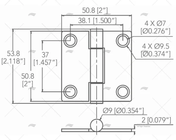 bisagra inox ss316 50 8 x 50 8mm bisagras imnasa ref 09121449