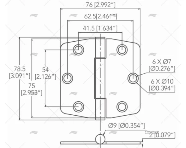 bisagra inox ss316 75 x 76mm bisagras imnasa ref 09121469