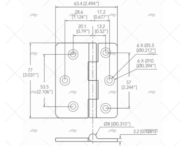 bisagra inox ss316 77 x 63 4mm bisagras imnasa ref 09121475