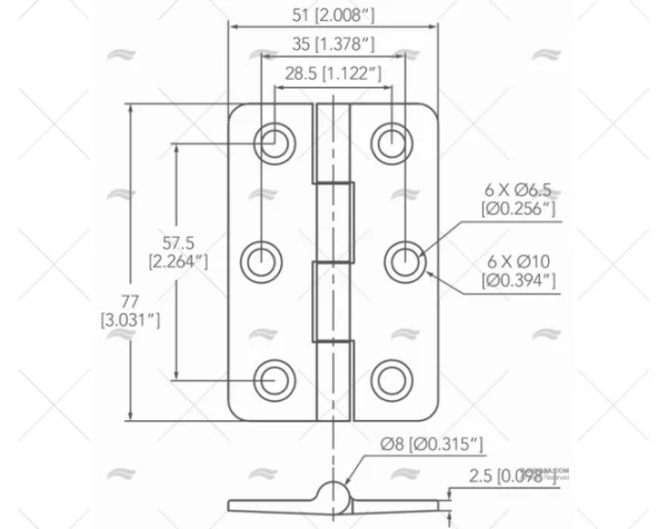 bisagra negra up 77 x 51mm inox 316 bisagras imnasa ref 09121296