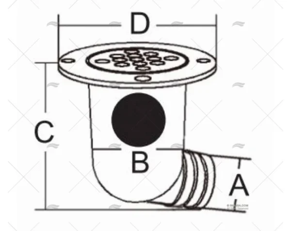 desague codo 38mm 95 inox 316 tapones imnasa ref 09121055