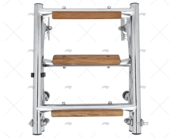 ESCALERA PLEGABLE INOX 3 PELDAÑOS TECA