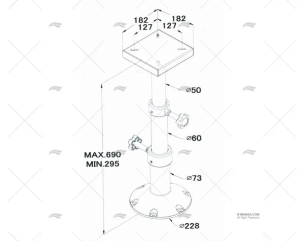 pedestal triplex 295 690mm base 228mm pies imnasa ref 90700256