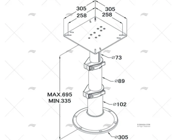 pie gas 3 tramos aluminio c abrazaderas pies imnasa ref 90700084