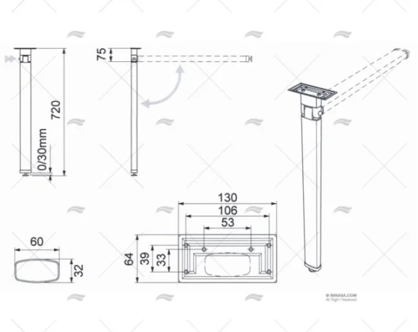 pie mesa abatible aluminio gs pies imnasa ref 64000260