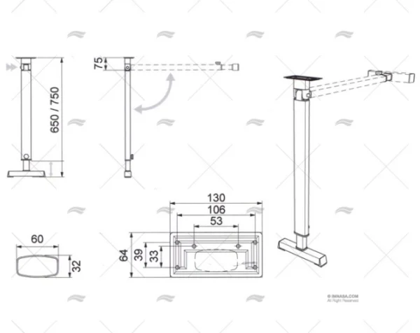 pie mesa abatible aluminio gs t pies imnasa ref 64000261