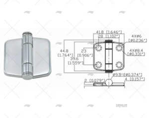 BISAGRA BUTTERFLY UP 39.6 x 41.8mm SS316 MARINE TOWN