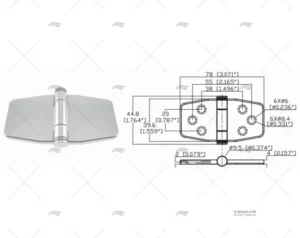 BISAGRA BUTTERFLY UP 39.6 x 78mm INOX 31 MARINE TOWN