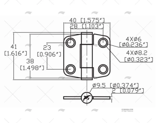 BISAGRA DE FRICCION PASADOR MEDIO MARINE TOWN