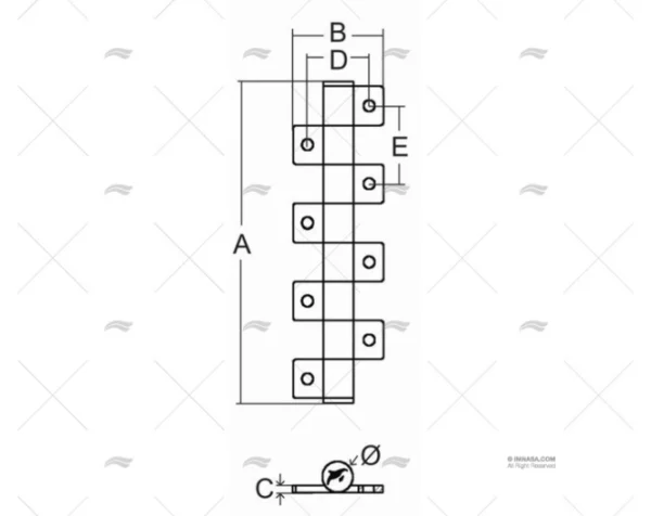 BISAGRA FRICCION LARGO 53.8mmINOX 316 MARINE TOWN