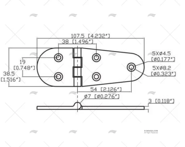BISAGRA INOX-316 GROSOR 3,2mm MARINE TOWN