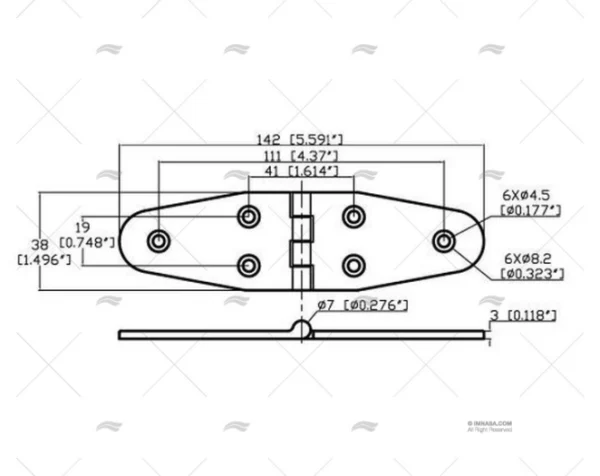 BISAGRA INOX-316 GROSOR 3mm MARINE TOWN