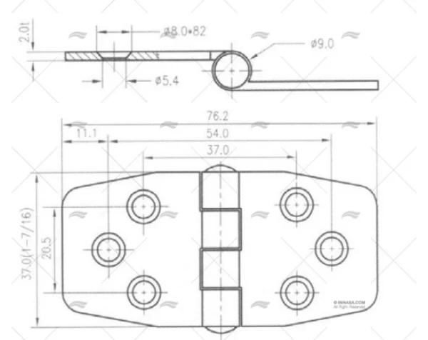 BISAGRA INOX 76x37mm