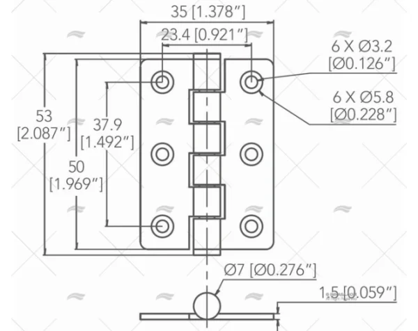BISAGRA INOX SS316 50 X 35mm MARINE TOWN