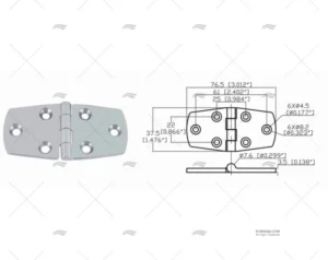 BISAGRA UP 37.5 X 76.5mm INOX 316 MARINE TOWN