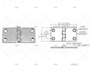 BISAGRA UP 37 X 70mm INOX 316 MARINE TOWN