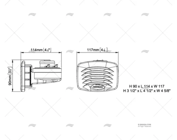 BOCINA 12V NEGRA 117X90mm 108DB 400HZ MARCO