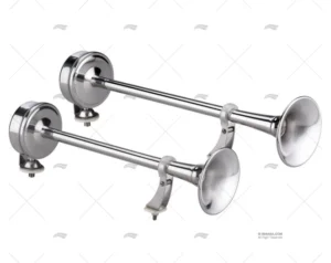 BOCINA DOBLE 12V ACUSTICA CROMADA 114DB MARCO