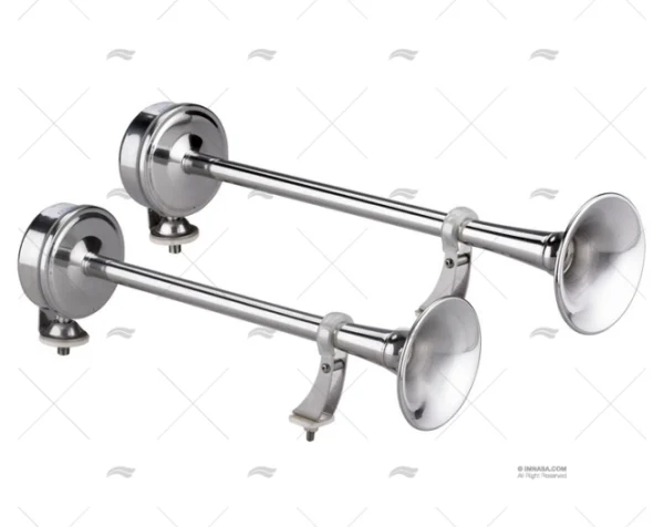 BOCINA DOBLE 12V ACUSTICA CROMADA 114DB MARCO